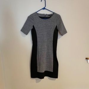 J.crew Grey/black fitted pencil dress